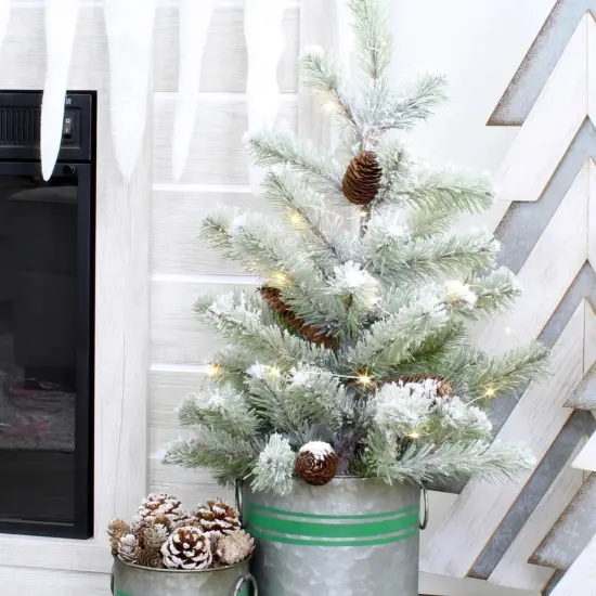 Frosted Pine Cone Picks 6ct Evergreen Christmas Floral Stems {4}