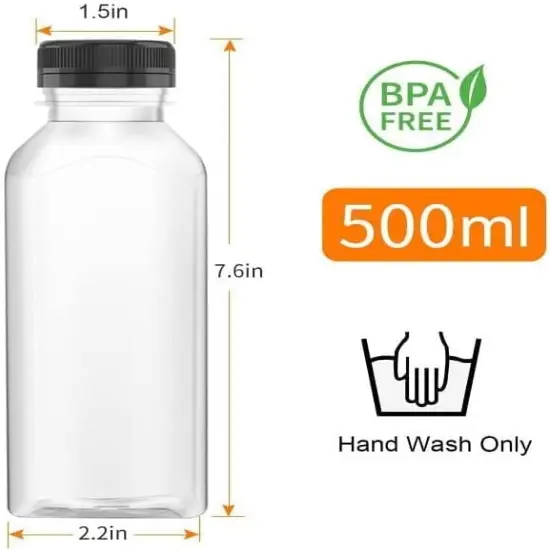 3 Pcs 17 Oz Plastic Juice Bottles Empty Clear Containers {2}