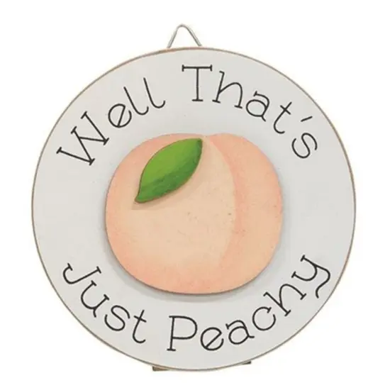Mini Wooden Easel Sign 4" Round Desk Decor with Positive Quotes and Cut-Out Peach Asstd. 3 {3}