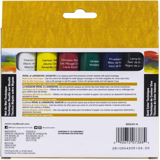 Royal & Langnickel(R) essentials(TM) Gouche Paints 21ml-6/Pkg {4}