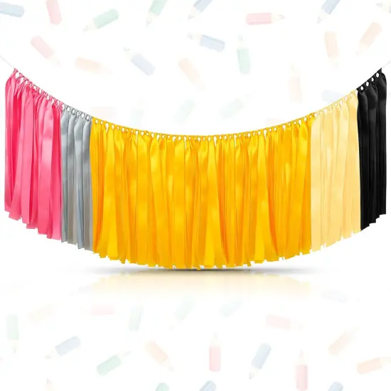 Back to School Decorations Pencil Ribbon Garland Yellow Pencil Hanging Tassel Garland 40 Inches {1}
