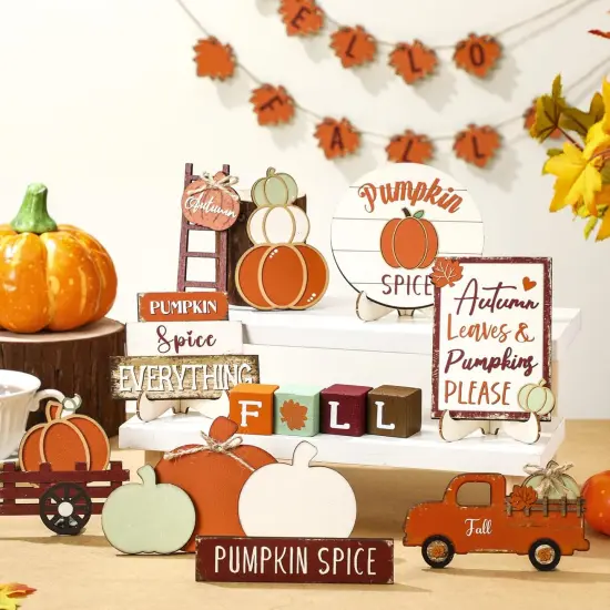 Fall Wood Bead Decorative Tabletop Sign for Autumn Thanksgiving Day(Retro) {4}