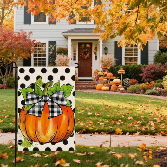 Hello Fall Pumpkin Garden Yard Flag 12x18 Inch {1}