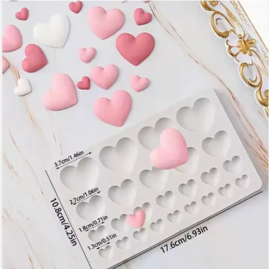 Large 25 cavity Silicone Heart Mold, {5}