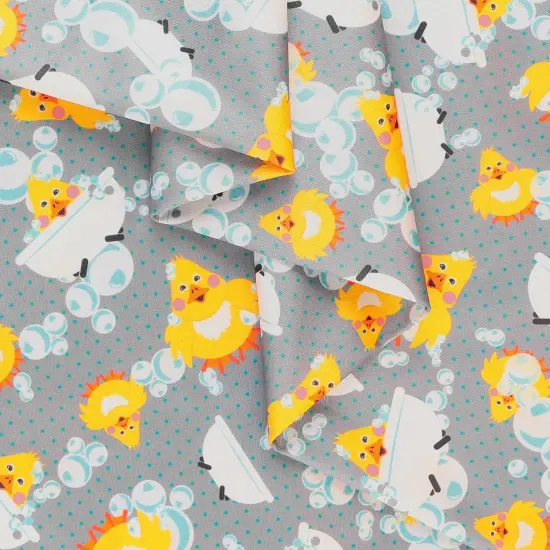 Mook Fabrics Bath Time Printed PUL Fabric [60 in. Wide] - By The Yard Grey {2}