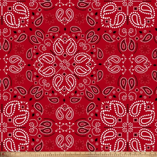 Bandana Handkerchief Red Anti-Pill Premium Fleece Fabric | By The Yard {2}