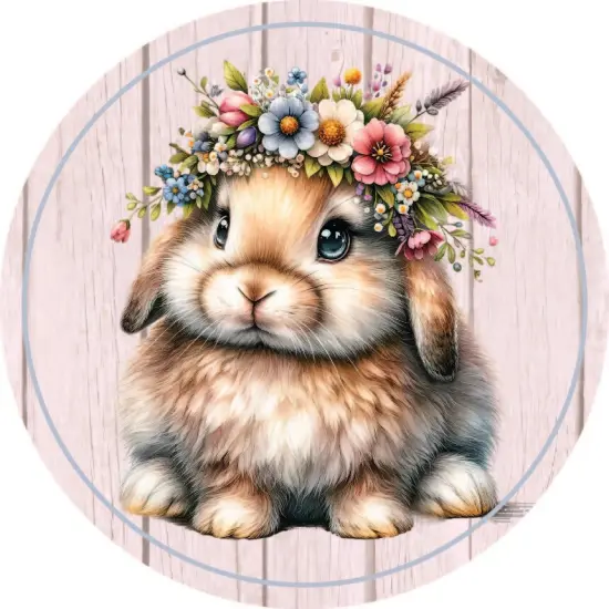 Floppy Lop Ear Floral Spring Easter Bunny Sign {2}