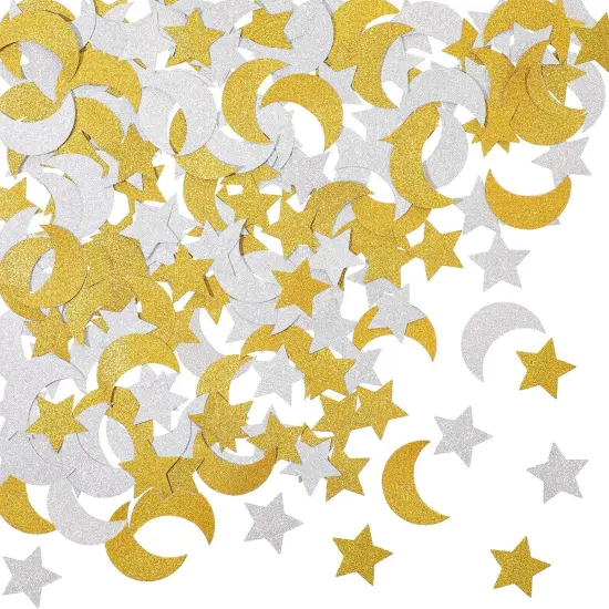 400 Pieces Glitter Star and Moon Paper Confetti Double Side Table Paper Confetti Sequin {1}