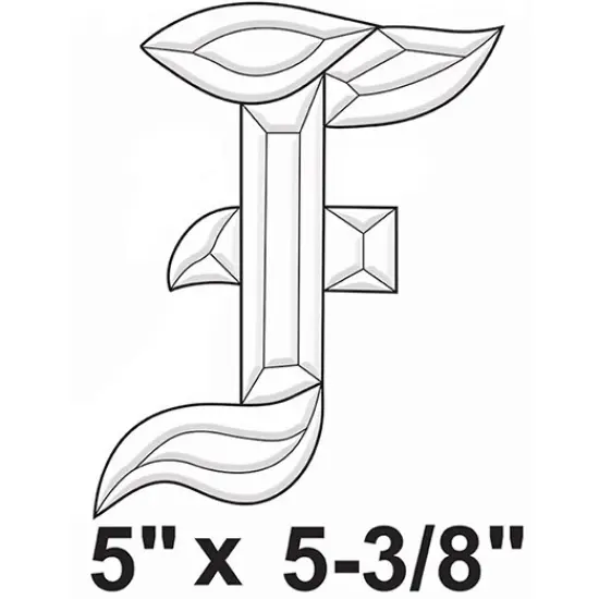 5" x 5-3/8" Exquisite Clear Glass Letter F Bevel Cluster BLF {2}