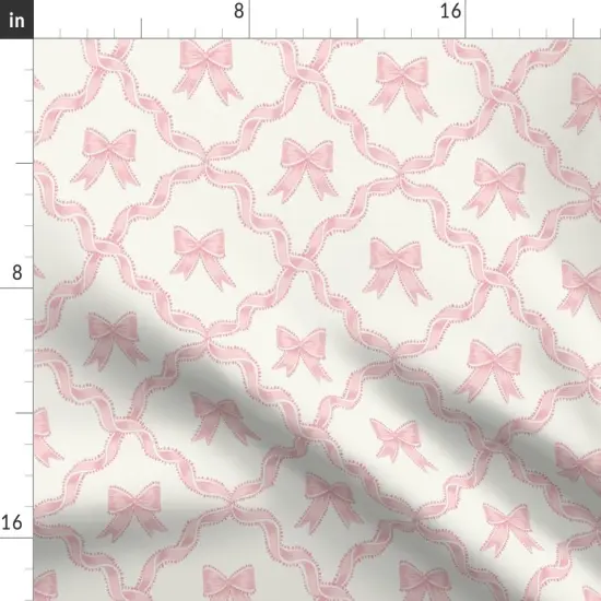 Various Fabrics by the Yard or Fat Quarter Pink Bow Ribbon Trellis Pastel Baby Grandmillennial Chinoiserie Custom Printed Fabric by Spoonflower {2}