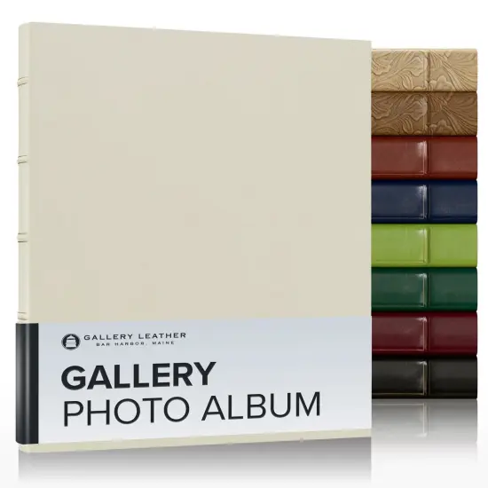Gallery Leather Photo Album 4x6-3 Ring Binder Photo Album, 60 Pages for 120 Photos, Fillable, Can Fit 8x10 and 5x7 Photos, Handcrafted - 11.75 x 10.5 " Freeport Ivory {1}