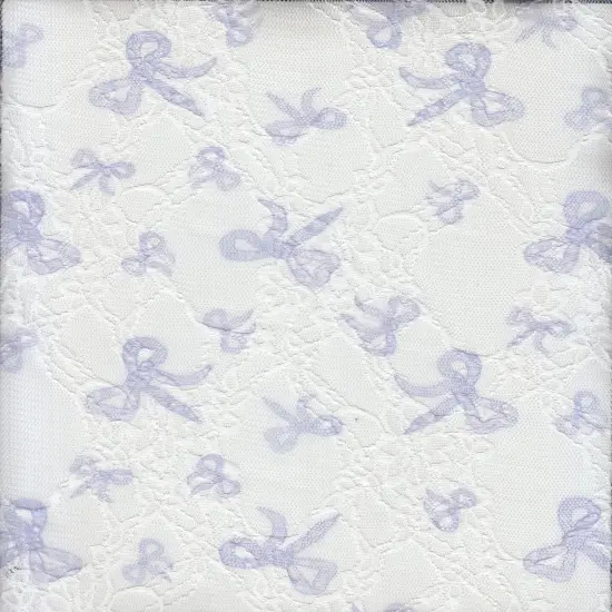 Digital Bow Lace Print Fabric 1 Yard Soft Stretch Lightweight 56/58" Wide IVORY/LAVENDER {3}