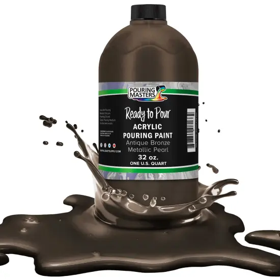 Pouring Masters Antique Bronze Metallic Pearl Ready to Pour Acrylic Pouring Paint - Premium 32-Ounce Pre-Mixed Fluid Acrylic Paint - Fluid Art Supplies for Canvas, Wood, Paper, Tile & Rocks {1}