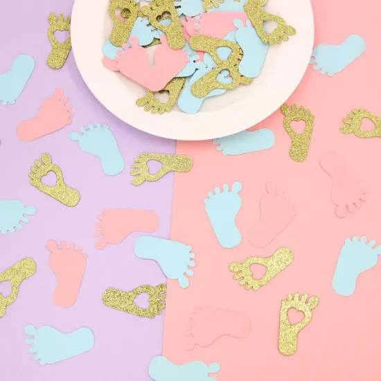 Footprint Baby Shower Confetti for Gender Reveal Party Table Decorations,Baby Gender Party Favor Candy Box/Bag DIY Decor Supplies 250CT {3}