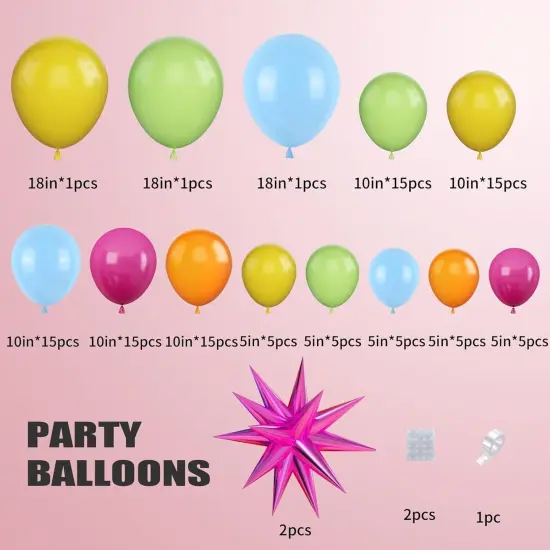 Green Blue Yellow Orange Balloon Arch, Rainbow Balloon Garland with Rose Red Yellow Orange Blue Green Latex Balloons Rose Red Foil Balloons for Birthday Aloha Luau Fiesta Party Decorations {2}