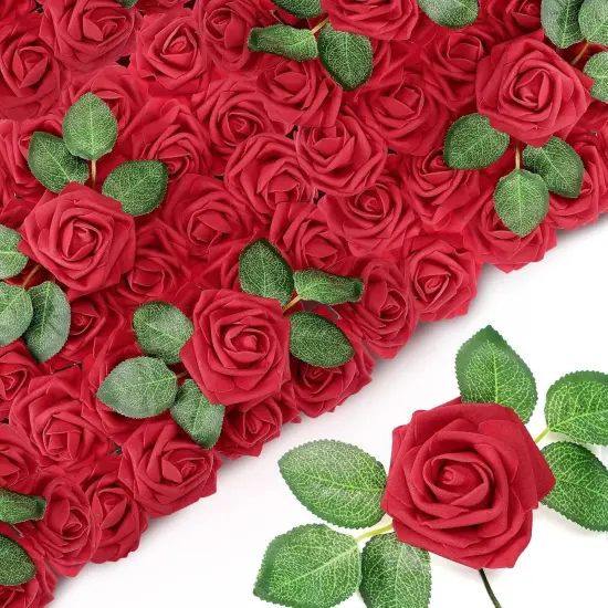 12pcs Rose Artificial Flowers, Fake Rose Silk Flower Bouquet {6}