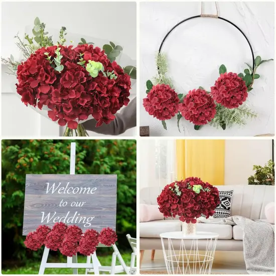 Burgundy Artificial Flower Bouquets - 10pcs Heads {5}