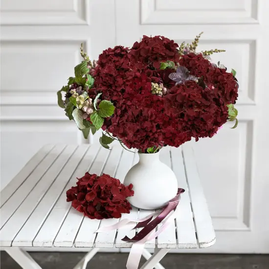 64PCS Bundles of Burgundy Hydrangea Artificial Flowers {4}