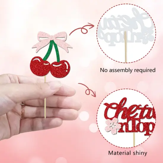 24 Pack Cherry On Top Cupcake Toppers {3}
