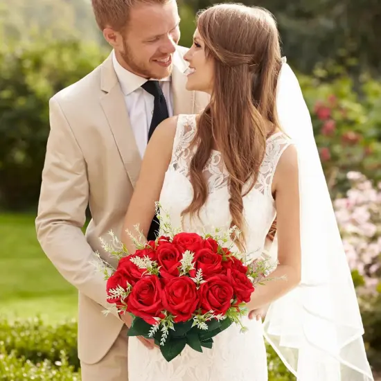 50PCS Artificial Silk Roses Flowers &ndash; Realistic Fake Roses {6}