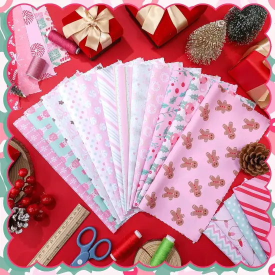 60 Pcs Christmas Pastel Quilting Fabric Squares - 10 x 10 Inch {3}