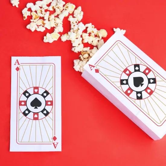 Big Dot of Happiness Las Vegas Popcorn Bags, Casino-Themed Birthday Party Favor Snack Treats, Free-Standing Individual White Paper Bags - 25 Count {4}