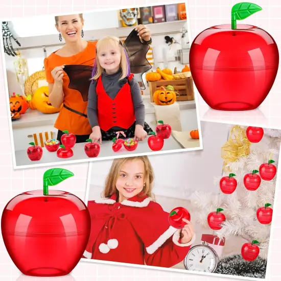50 Pcs 4.1 x 3.7 Inch Plastic Apple Container Bulk Back to School {4}