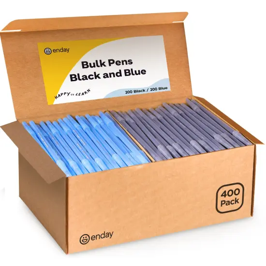 Enday Pens Bulk Black Pens Blue Pens Ballpoint, Medium Point (1.0mm), Flexible Round Barrel For Writing Comfort Ballpoint Pens For School, Office {1}