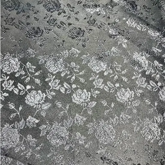 1 Yard Black Rose Floral Jacquard Satin 60/59&Prime; Width 100 Percent Polyester {1}