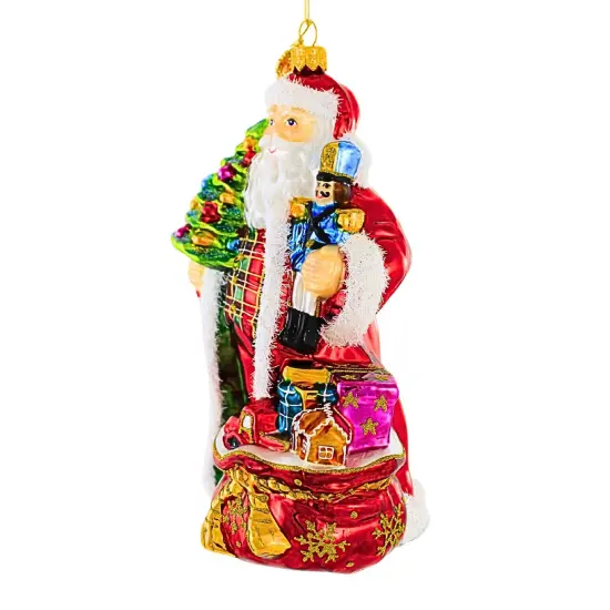 Huras Family 7.0 Inch Warwick Hall Santa Christmas Tree Ornament , Christmas Decor Hand Painted, Keepsake Red {3}