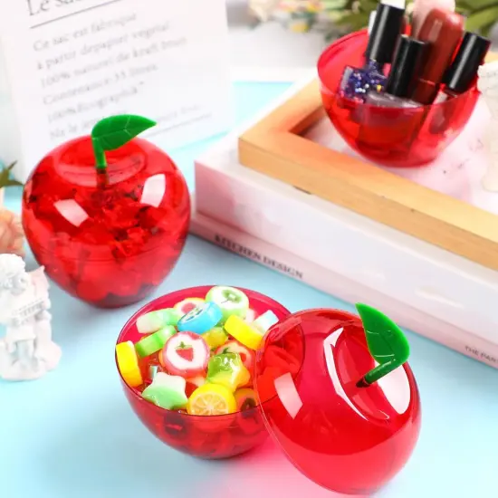 50 Pcs 4.1 x 3.7 Inch Plastic Apple Container Bulk Back to School {2}