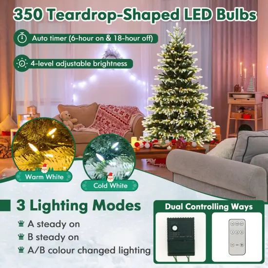Costway 6 FT Pre-Lit Christmas Tree 3 Modes Hinged with Quick Power Connector & 350 Lights {5}