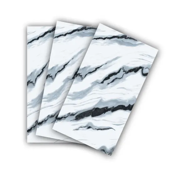 6 Pack of Marble Peel and Stick Backsplash Waterproof Washroom Wall Panels - 11.8"x23.6" BLACK MARBLE {4}