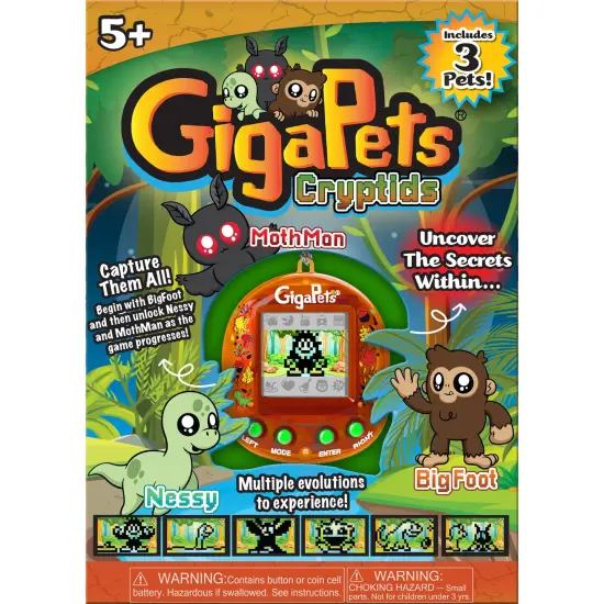 GigaPets: Cryptids - 3 Pets In 1, Multiple Evolutions, BigFoot, MothMan & Nessy, Virtual Interactive Pet Keychain, Uncover The Secrets, Kids Ages 5+ {1}