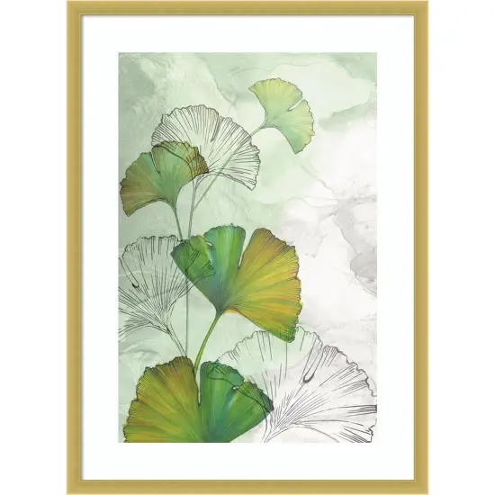 Ginkgo II by Eva Watts Wood Framed Wall Art Print {1}