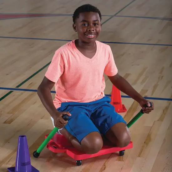 Spectrum 16" All Surface Scooter. 4" Rubberized Wheels for Smooth Cruising Indoors or Out. 16" Square Base with Handles to Protect Hands. Set of 6 Different Colored Scooters. {5}