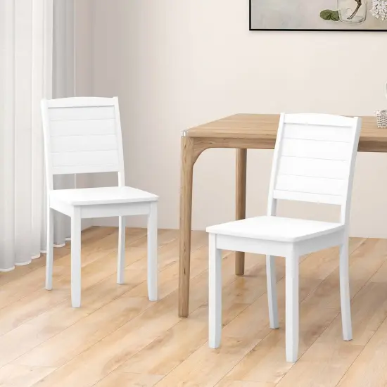 Costway Armless Wood Dining Chair Set of 2 with Rubber Wood Legs Curved Backrest Kitchen White/Black {9}