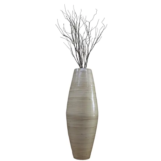Uniquewise Tall Cylinder Bamboo Floor Vase Decorative Accent for Hotel Lobbies and Spa, Perfect Decor for Living Room or Hallway {9}