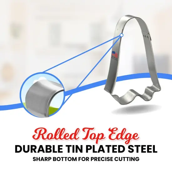 CookieCutter.Com Brand Halloween Ghost Cookie Cutter 4 in, Tin Plate Steel, Handmade in USA {4}