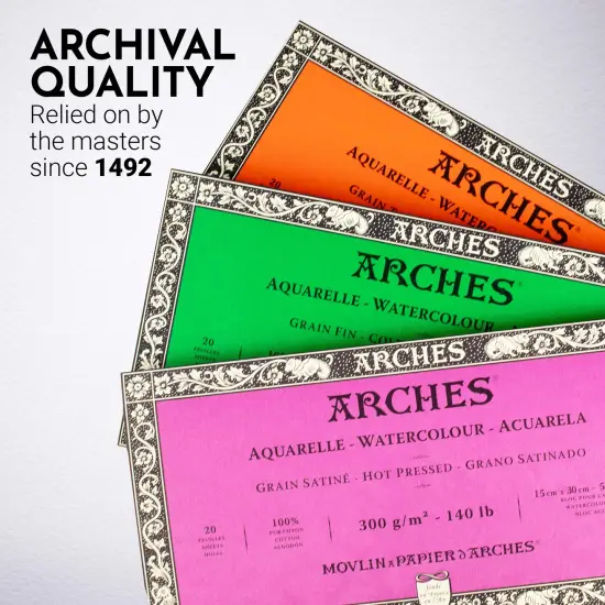Arches Aquarelle Rough Watercolor Block 5.9"X11.8"- 140lb, 20 Sheets {5}