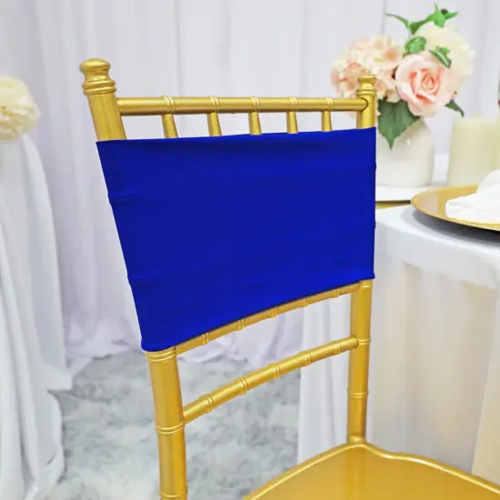 10 Pieces Royal Blue Spandex Chair Bands for Banquet Chairs 7 x 13 Inches {2}