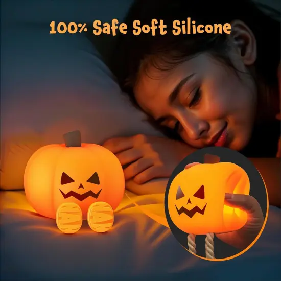 Cute Pumpkin Night Light Rechargeable LED Pumpkin Bedside Lamp {2}