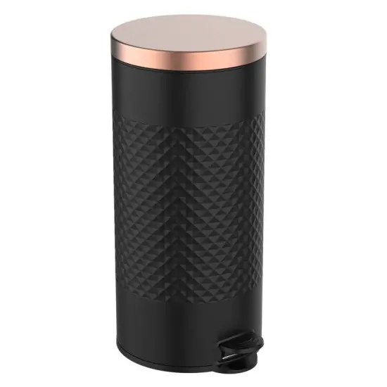 Retro Round Step On Trash Can 8 Gallon 30 Liter Carbon Steel Slow Close Lid with Removable Inner Bucket White/Gold {5}