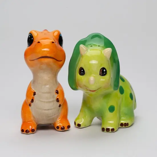 Ceramic Dinosaurs Salt and Pepper Shakers, Children's Room Decor, Gift for Boy {4}