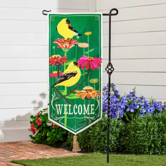 Finches and Flowers Long 2 Sided Garden Flag XL {2}