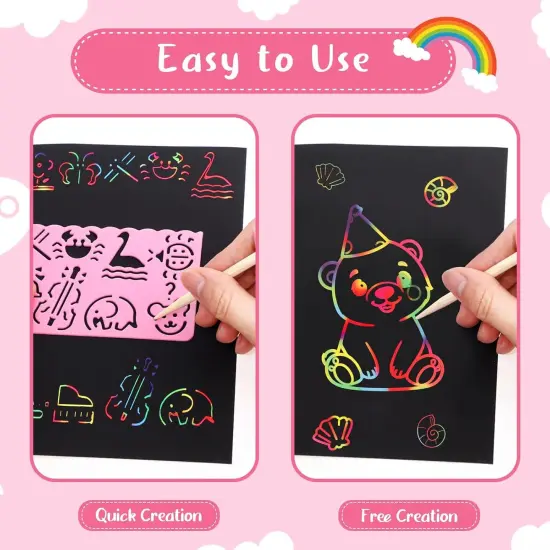 90 Pcs Scratch Art Paper Rainbow Sets {3}