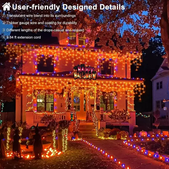 33ft 400 LED Orange Lights for Halloween {3}