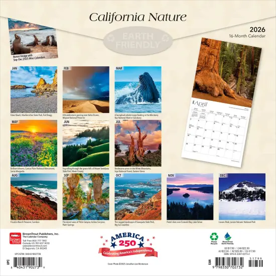 California Nature | 2026 12 x 24 Inch (Hanging) Monthly Square Wall Calendar | Plastic-Free {2}