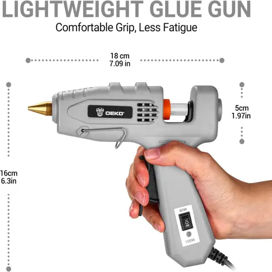 Hot Glue Gun Full Size: DEKOPRO 60/100Watt Dual Temp Hot Glue Gun Kit with 25 Glue Sticks, Organize Storage Case, Heavy Duty Heat Glue Gun Tool Set for Home Repair, Art & Crafts, DIY {2}