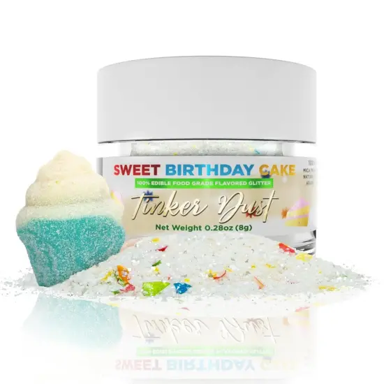 Bakell - Sweet Birthday Cake Flavored Tinker Dust (8g, 1x Jar) Edible Glitter Dessert Toppings for Fruit, Candy and Cake {2}